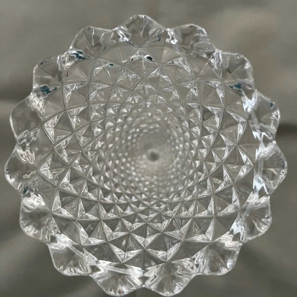 Princess House Lead Crystal Diamond Cut Trumpet Vase 8”